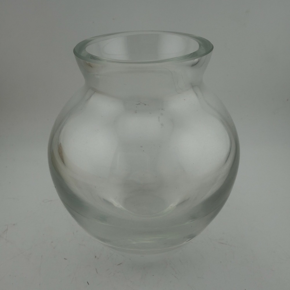 Small Clear Glass Round Bulbous Bud Vase Home Decor